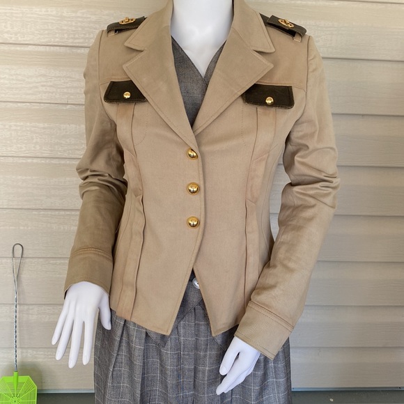 Authentic Roberto Cavalli Jacket Tan size 0-4  XS - Picture 6 of 15